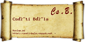 Csáti Béla névjegykártya